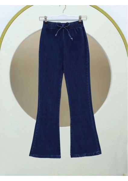 Ispanyol Paça Bağcık Detaylı Kot Pantolon -Indigo fiyatları