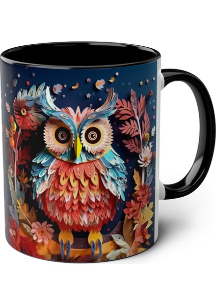 Baykuş Temalı Baskılı Kupa Bardak