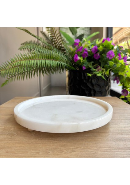 Beyaz Mermer Gümüş Top Ayaklı Sunumluk, Beyaz Mermer Ayaklı Sunum Tabağı modelleri