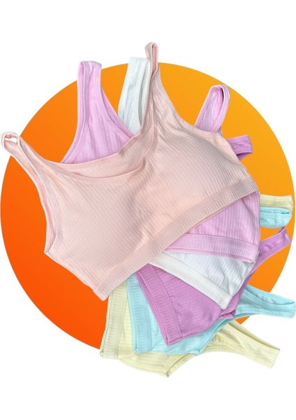 4'lü Kadın Kalın Askı Fitilli Pedli Büstiyer Alıştırma Sütyen Yarım Atlet Dondeza