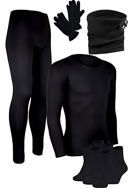 Termal Içlik Takım -20 Derece & Bere Eldiven Boyunluk & 3 Çift Çorap