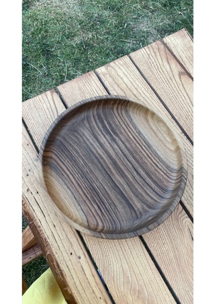 %100 Doğal Ceviz Ahşap Sunum Tabağı 26 cm – El Yapımı Özel Tasarım