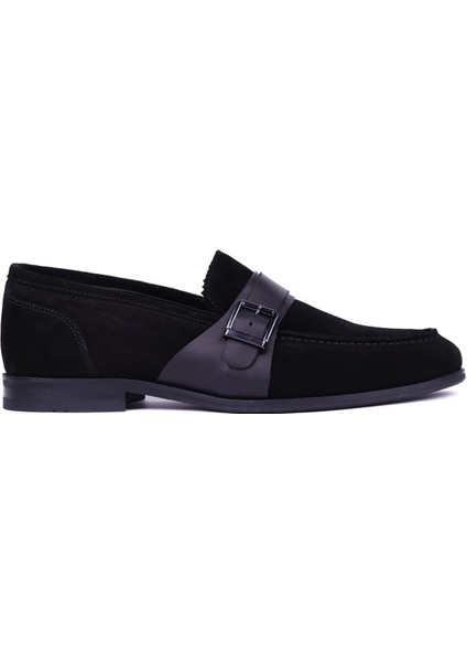 - Siyah Hakiki Süet Deri Erkek Klasik Ayakkabı 115-K580