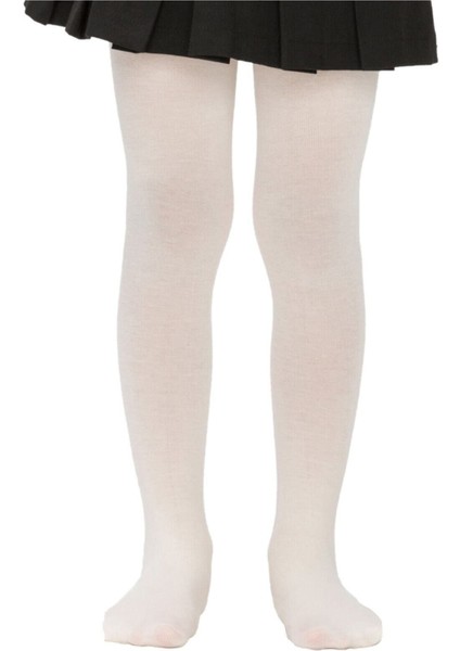 Kız Çocuk Pamuk Külotlu Çorap Beyaz