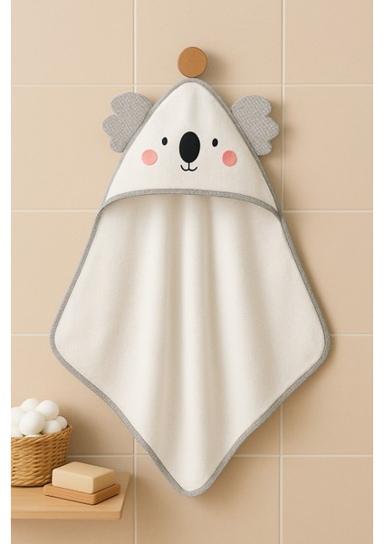 Cute Rabbit Şapkalı Bebek Havlusu 75×80 cm %100 Pamuk -Koala modelleri