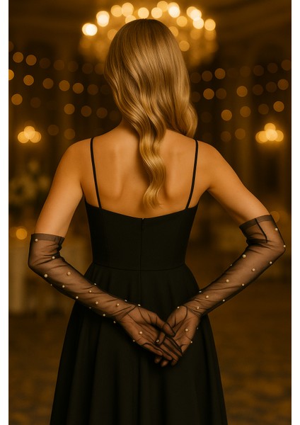 Şık Incili Gelin Düğün Eldiveni Özel Geceler Için Beyaz Uzun Tül Eldiven indirimleri