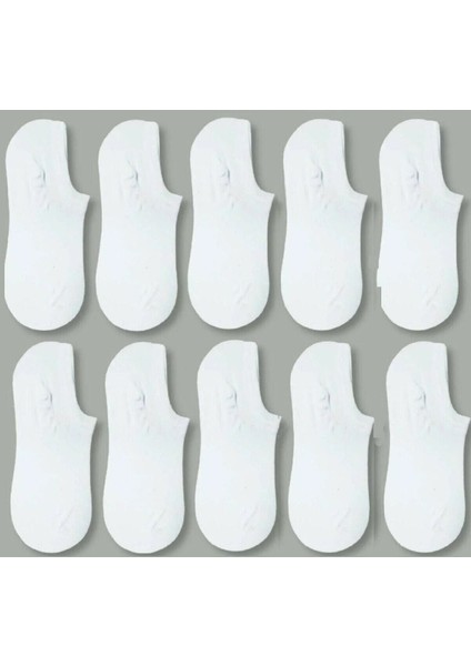 Kadın Beyaz Pamuklu Düz Renk Babet Çorap 12'li Paket