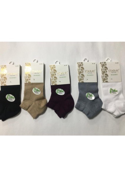 12'li Paket Kadın Bambu Patik Çorap Ekonomi Paketi