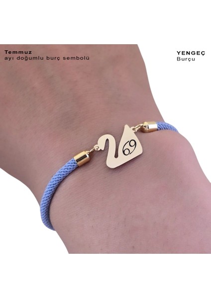 14 Ayar Altın Plakalı Temmuz Ayı Doğumları Için Kuğu Kuşu Figürlü Mavi Örgülü Hediye BILEKLIK-603AY fırsatları