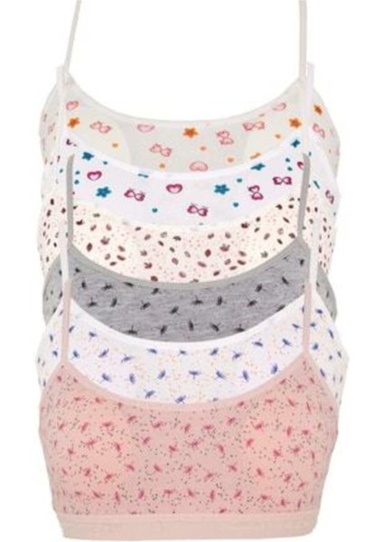 Kadın Renkli Desenli Pedli Ip Askı Yarım Atlet Büstiyer 6'lı