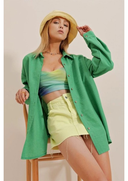 Rahat ve Şık Kadın Keten Oversize Gömlek modelleri