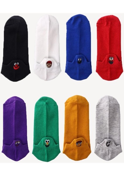 Unisex Renkli 6'lı Emoji Desenli Patik Çorap Set