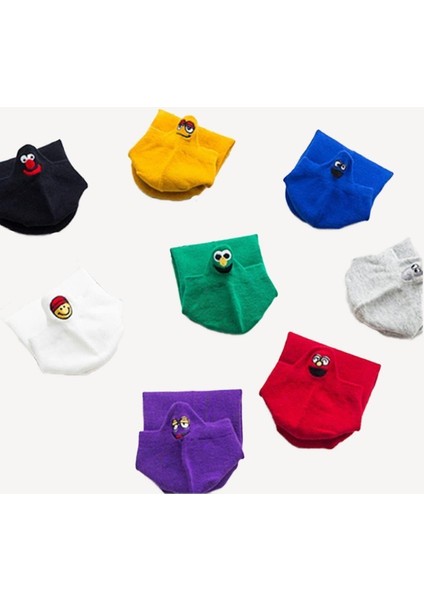 Unisex Renkli 6'lı Emoji Desenli Patik Çorap Set modelleri