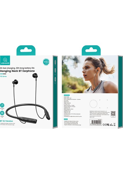 YQ24 Boyun Bantlı Bluetooth 5.3 Kablosuz Kulaklık – Ipx5 , Type-C Hızlı Şarj, Dokunmatik Kontrol