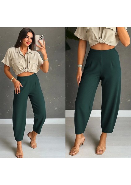 Kadın Yüksek Bel Krep Pantolon modelleri