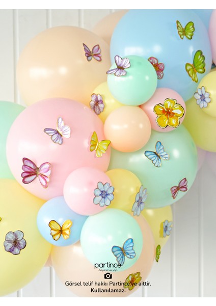 50 Adet Pastel Renk Kelebek Çiçek Süsleyici Parti Süsü Doğum Günü Süsü Parti Süsleyici fırsatları