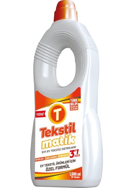 Tekstilmatik Ev Tekstili 3'ü 1 Arada Sıvı Vegan Çamaşır Deterjanı 1500 ml