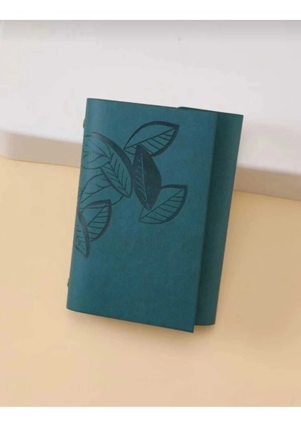 Yaprak Baskılı Deri Kapaklı Özel Tasarım Hediyelik Deri Kaplı Ajanda Anı Defteri Not Defteri Yeşil Ithal Ürün 14CM modelleri