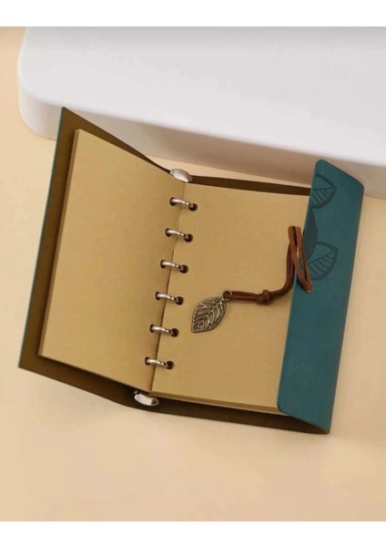 Yaprak Baskılı Deri Kapaklı Özel Tasarım Hediyelik Deri Kaplı Ajanda Anı Defteri Not Defteri Yeşil Ithal Ürün 14CM indirimleri