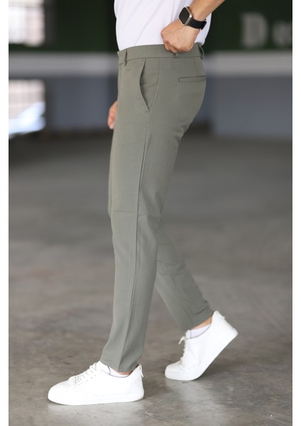 Erkek Zeytin Yeşili Renk Italyan Kesim Slimfit Kumaş Pantolon fırsatları