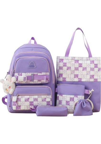 Ortaokul ve Lise Öğrencilerinin Askılı Sırt Çantalı Beş Parçalı Okul Çantası (Yurt Dışından)