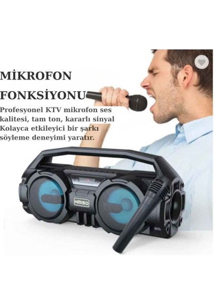 Kablosuz Mikrofonlu Bluetooth Hoparlör Karaoke USB Aux Bas Fm Radyo Tf Müzik Sistemi Stereo fiyatları
