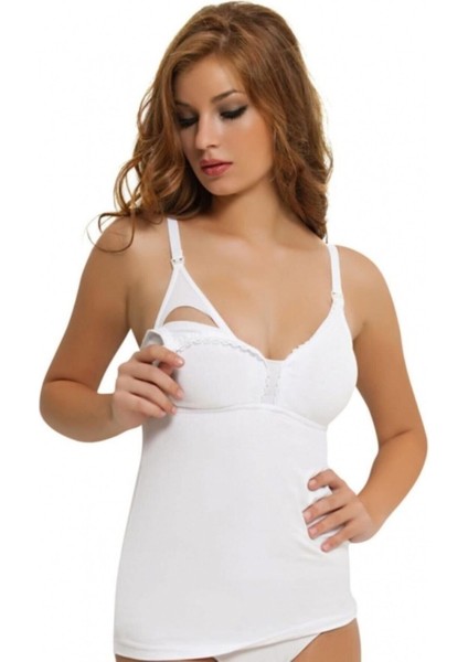 Kadın 3050 Beyaz Pamuklu Emzirme Atleti