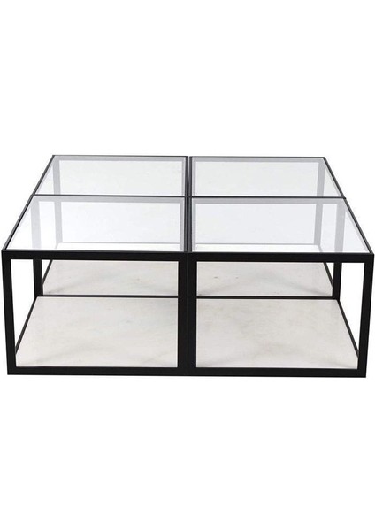 Meteo Siyah Metal Cam Ahşap 4'lü Orta Sehpa fiyatları