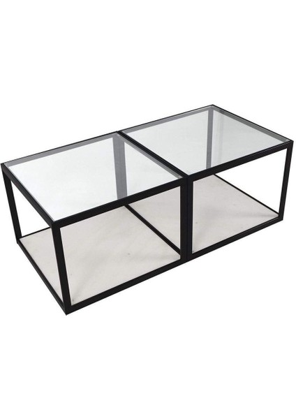 Meteo Siyah Metal Cam Ahşap 4'lü Orta Sehpa indirimleri