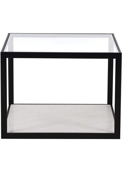 Meteo Siyah Metal Cam Ahşap 4'lü Orta Sehpa