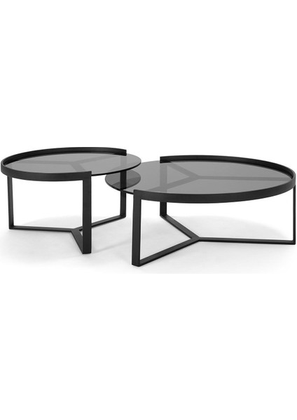 Aula Siyah Metal Cam 2'li Orta Sehpa