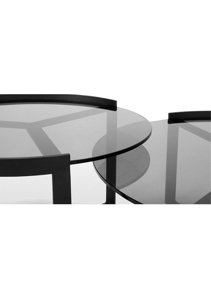 Aula Siyah Metal Cam 2'li Orta Sehpa modelleri