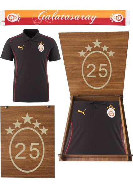 Orijinal Puma A Takım 5 Yıldız Polo T-Shirt Atkı ve Hediyelik Ahşap Kutulu