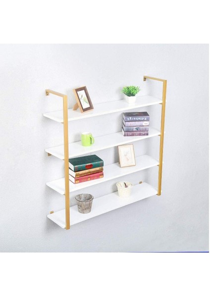 Tasnia Gold Metal Ahşap Duvar Rafı 120CM 4 Katlı modelleri
