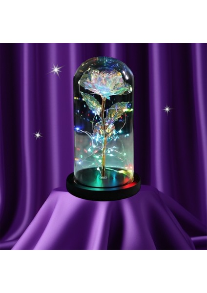 Fanus Içerisinde Dekoratif Rgb Peri LED Işıklı Solmayan Sonsuzluk Gülü fiyatları