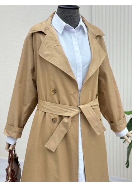 Bolero Detaylı Kemerli Araboy Trençkot -Vizon