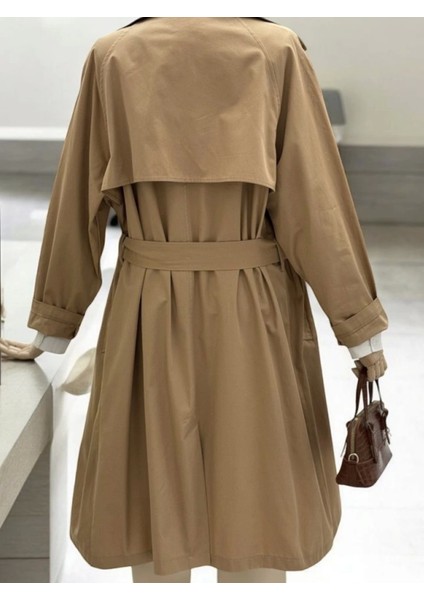 Bolero Detaylı Kemerli Araboy Trençkot -Vizon fiyatları