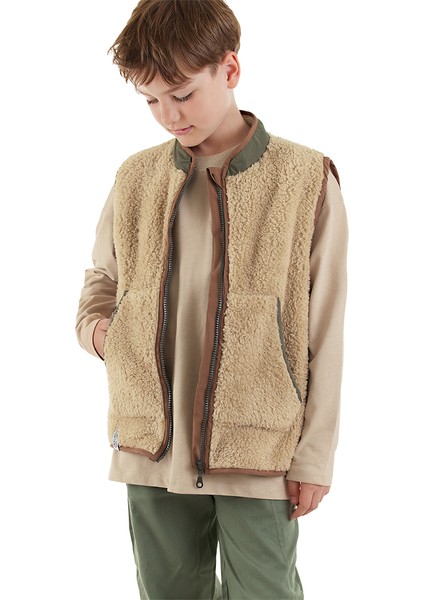 Erkek Çocuk Kahverengi Peluş Yelek