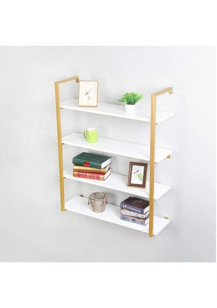 Tasnia Gold Metal Ahşap Duvar Rafı 90CM 4 Katlı fiyatları