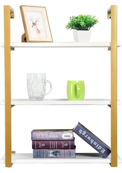 Tasnia Gold Metal Ahşap Duvar Rafı 60CM 3 Katlı modelleri