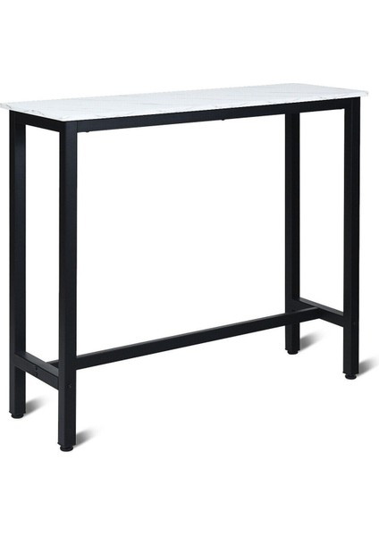 Nin Siyah Metal Ahşap Dresuar Konsol Beyaz Mermer Desenli