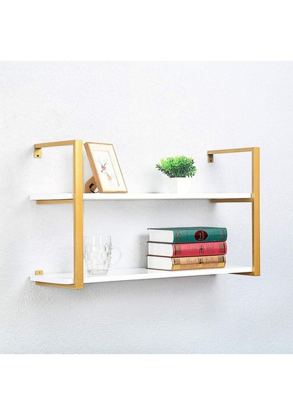Tasnia Gold Metal Ahşap Duvar Rafı 90CM 2 Katlı fiyatları