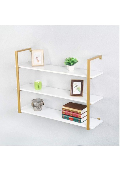 Gold Metal Ahşap Duvar Rafı 120CM 3 Katlı fiyatları