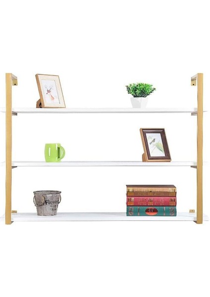 Gold Metal Ahşap Duvar Rafı 120CM 3 Katlı modelleri