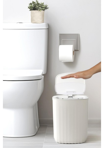 Hareket Sensörlü 12LT Kırık Beyaz Çöp Kovası