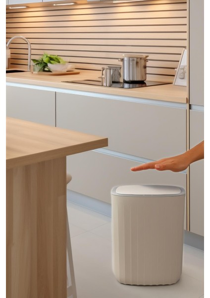 Hareket Sensörlü 12LT Kırık Beyaz Çöp Kovası modelleri