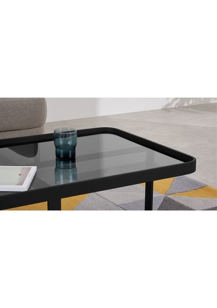 Aula Siyah Metal Cam Dikdörtgen Orta Sehpa modelleri