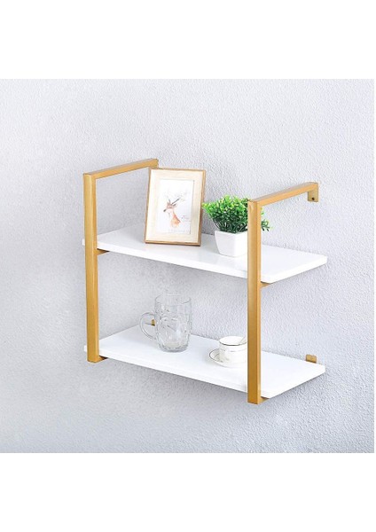 Tasnia Gold Metal Ahşap Duvar Rafı 60CM 2 Katlı modelleri