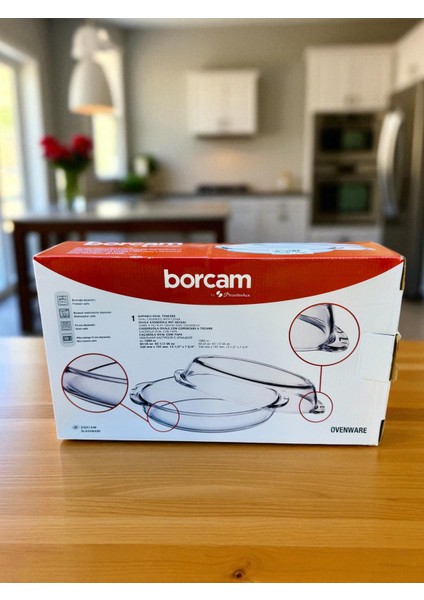 Borcam Kapaklı Fırın Kabı Cam Isıya Dayanıklı 28 x 4 cm Aksoylar Home Avm fiyatları