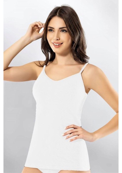 Kadın 2'li Pedli Ip Askılı Atlet 6349 | Beyaz